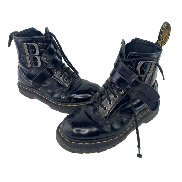 Dr. Martens Shoes - Dr Doc Martens Mens 7 Womens 8 Awley AirWair Black Leather Boots 1460 AW004